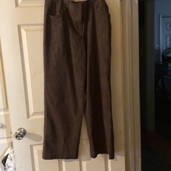 2pcs walking suit with belt wide legs deep collar - Picture 5 of 8